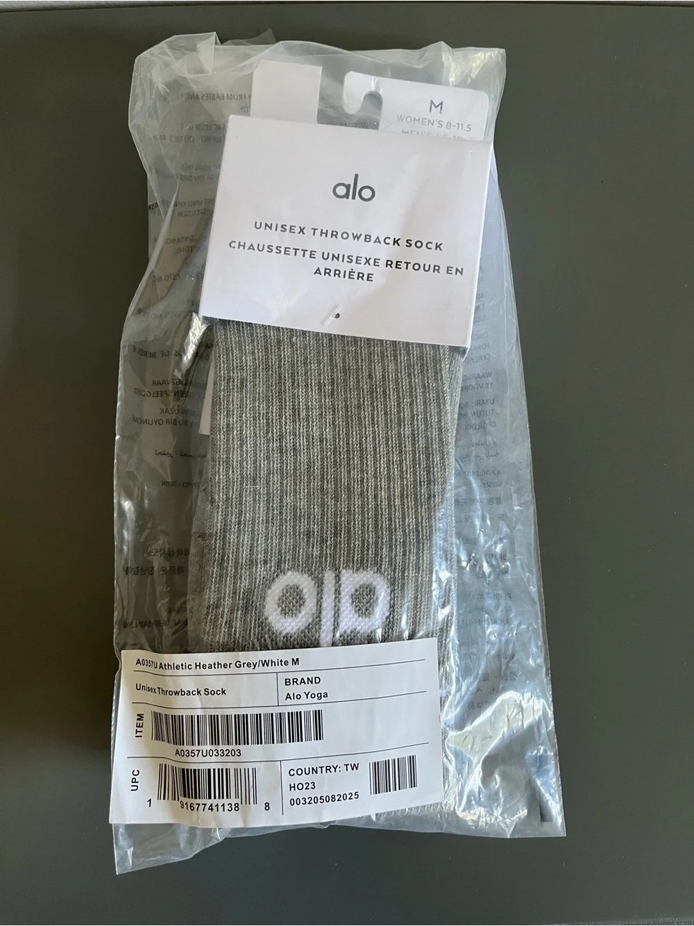 ALO Throwback Heather Gray Socks - Unisex / NEW